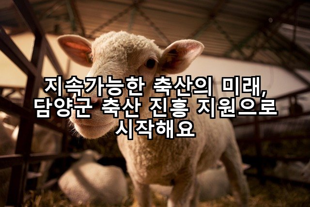 지속가능한 축산의 미래, 담양군 축산 진흥 지원으로 시작해요